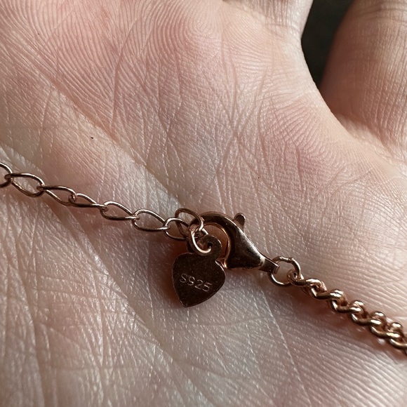 Rose Gold Stamped Heart Necklace - Picture 3 of 6
